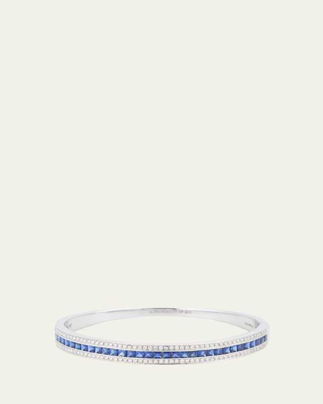 The Union Diamond and Blue Sapphire Bangle Bracelet